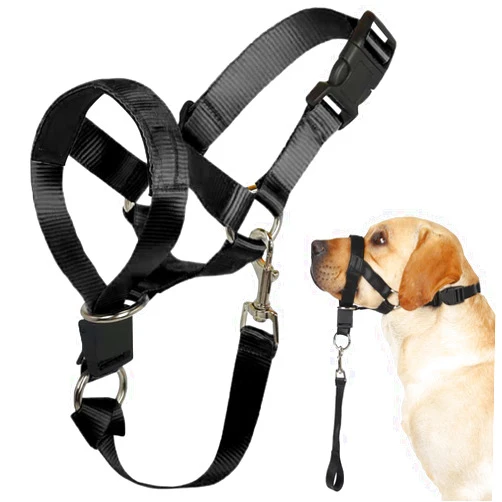 BARKLESS Head Collar with Safety Link, Soft Padded Halter to Prevent Dog Pulling on Leash, Gentle Anti-Pulling Training Solution for Walks, Adjustable No Pull Dog Nose Leash (S, Black)