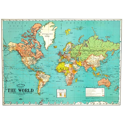 Cavallini & Co. World Map 4 Decorative Paper Sheet 20
