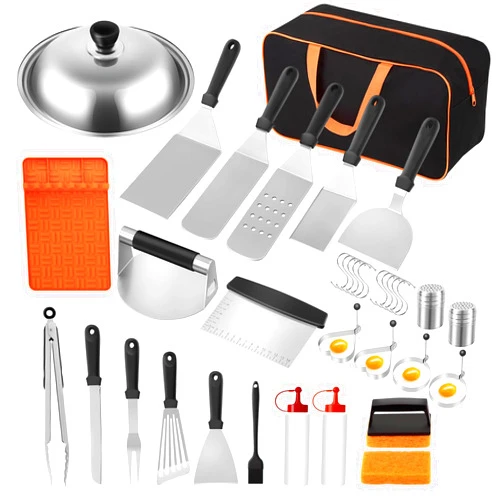 Valoho Griddle Accessories Kit,36 Pcs Flat Top Grill Accessories Set for Blackstone and Camp Chef，Grill Spatula Set with Silicone Griddle Tools Mat and Basting Cover for Outdoor BBQ Camping Cooking