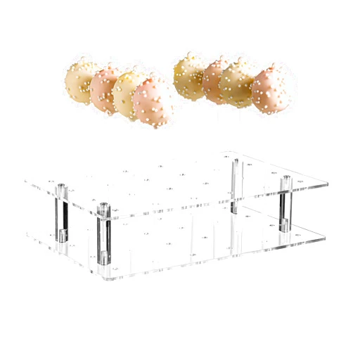 Edycur Cake Pop Stand, 24 Holes Acrylic Cake Pop Holder with No Drop Design for Drying, Lollipop Holder Stand for Wedding, Halloween Christmas Candy Decorative