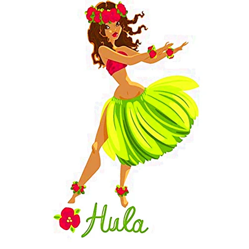 EW Designs Magnet Pretty Hawaiian Tropical Hula Dancer Girl Cartoon Magnetic Vinyl Magnet Bumper Sticker (4