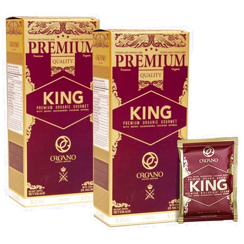 ORGANO 2 Boxes King of Coffee, 100% Certified Ganoderma Lucidum (50 Sachets)