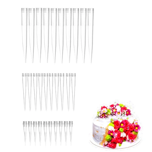 Gunwon 30 Pcs Flower Tubes Flower Posy Picks with Spike,Plastic Flower Tubes Flower Pics Posy Picks Flower Spikes for Cake,Flower Posy,3 Sizes Flower Arranging Spikes for Flower Arrangement Cake Decorating