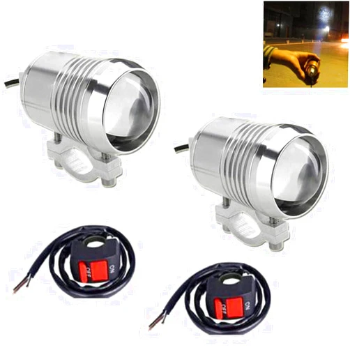 GOODKSSOP 2pcs Bright 30W LED Motorcycle Headlight Auxiliary Work Light + 2pcs ON/Off Button Switch, Universal For Car Offroad ATV Truck Spotlight Driving Fog Spot Lamp