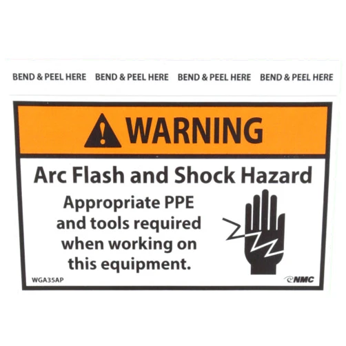 NMC WGA35AP WARNING - Arch Flash and Shock Hazard - Appropriate PPE and tools required when working on this equipment. Label - PS Vinyl Warning Label