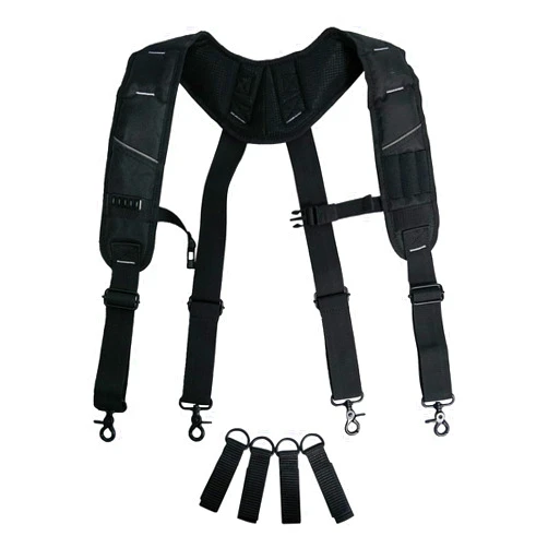 KUNN Tool Belt Suspenders Padded Carpenter Construction Electrician Work Suspender with Attachment Loops for Men,Black