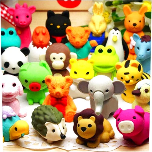 URSKYTOUS 60Pcs Animal Erasers Desk Pets for Kids Pencil Bulk Puzzle Erasers Toys Gifts for Classroom Prizes,Game Reward,Treasure Box,Easter Egg Fillers,Goodie Bag Stuffers,Party Favors