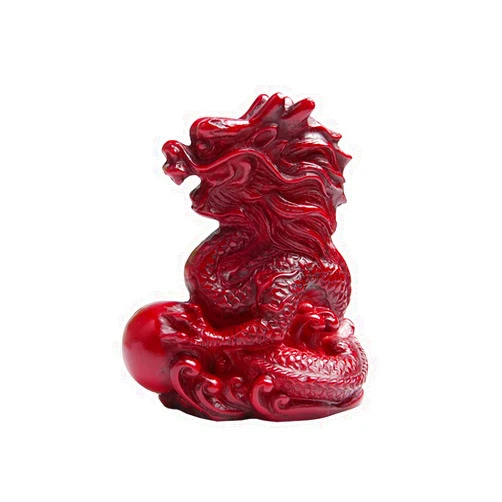 Acxico 1Pcs Mini RED Chinese Feng Shui Dragon Figurine Statue for Luck Success