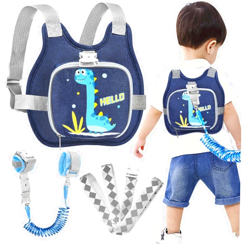 Accmor Toddler Harness Leash+ Reflective Anti Lost Wrist Link, Cute Dinosaur Kids Harness with Leash, Collapsible Child Harness Baby Leash Walking Wristband Protector Belt for Boys Girls Outdoor