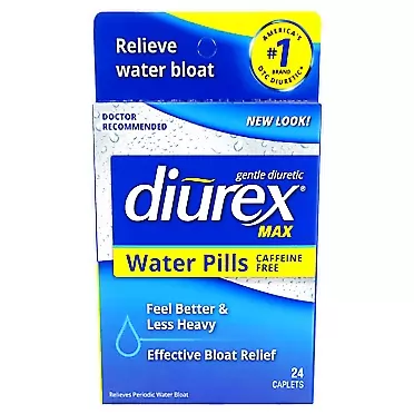 Diurex Max Water Pills - Maximum Strength Caffeine Free Diuretic - Relieve Water Bloat - 24 Count