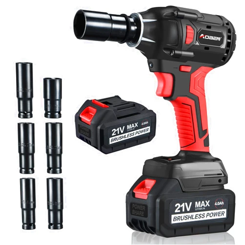 AOBEN 21V Cordless Impact Wrench Powerful Brushless Motor with 1/2