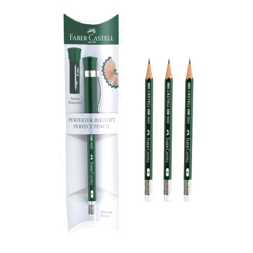 Faber-Castell Perfect Pencil 9000 - 3 Count Refill, #2 Lead, Sharpener and Extender (Pack of 1)