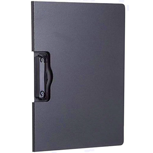 Kemaily File Cover Folder Clipboard, Profile Clip File Folder, 360 Degree Flip Writing Pad, PP File Clipboard for A4 and Letter Size Business, Office, School Papers - Vertical, Black