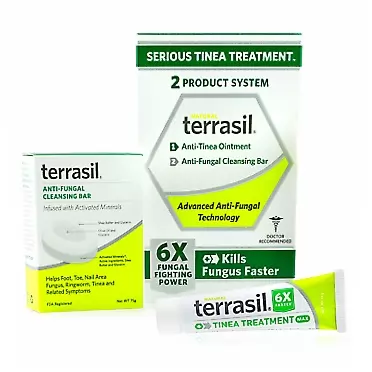 Aidance Scientific Terrasil Tinea Treatment 2-Product Ointment and Cleansing Bar System with All-Natural Activated Minerals 6X Tinea Fungus Fighting Power (14gm Tube + 75gm bar)