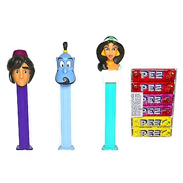 Pez Candy Dispensers Aladdin: Aladdin, Princess Jasmine, and Genie Pez Dispensers and Candy Refill Bundle (3 Dispensers and 6 PEZ Candy Refills)