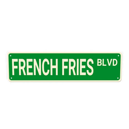 Deerweet French Fries BLVD Street Sign, French Fries Decor French Fries Lover Gift, Funny Wall Decor for Home/Garden/Kitchen, Quality Metal Signs 16x6 Inch, Thiy312