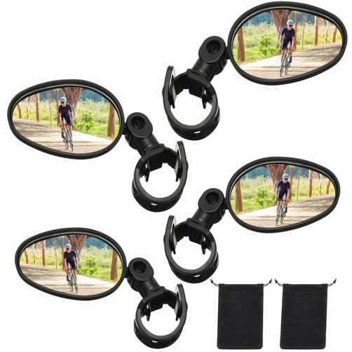 Hestya 4 Pcs Bike Mirror 360 Degree Adjustable Safe Rotatable Handlebar Mirror Bicycle Accessories Shockproof Acrylic Convex for Mountain Road Bike
