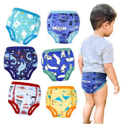 MooMoo Baby Absorbent Potty Training Underwear 6 Packs Cotton Training Pants for Boys and Girls 2T-9T