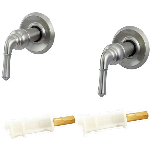 Plumb USA Shower Valve Trim Kit for 2-handle Shower Valve with Matching Stem Extenders, Fit Delta Washerless Shower, Brushed Nickel Finish -By Plumb USA 38844