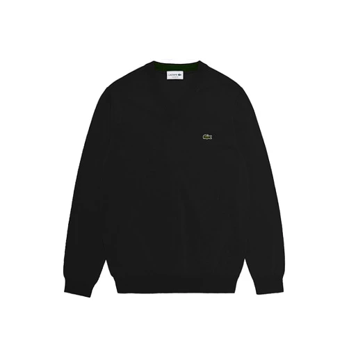 Lacoste Mens Long Sleeve Regular Fit V-neck Organic Cotton Sweater