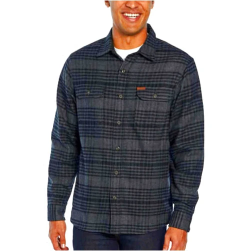 Orvis Big Bear Heavyweight Double Brushed Flannel Button Down Shirt with Hand Warmer Pockets