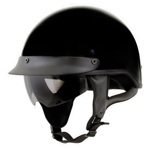 Milwaukee Helmets MPH9719DOT Momentum DOT Black Half Face Motorcycle Bikers Helmet w/Drop Down Visor - Medium