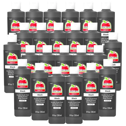 Apple Barrel Acrylic Paint in Assorted Colors (8 Ounce), 20404EA Black- (Pack of 24)