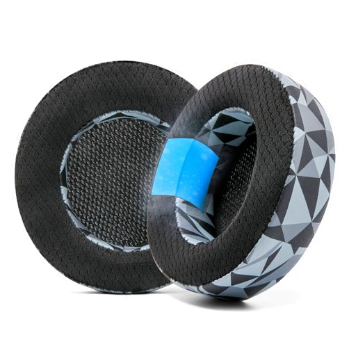 WC Freeze Virtuoso - Hybrid Fabric Cooling Gel Replacement Earpads for Corsair Virtuoso Gaming Headset, Made by Wicked Cushions, Improved Durability, Thickness and Sound Isolation | Geo Grey