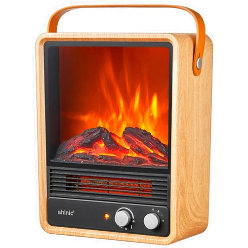 Shinic Portable Electric Fireplace Heaters for Indoor Use,1500W Space Heater Fireplace with Realistic Flame & Fire Crackling Sound, Safety Protection, Portable Fireplace Heater for Home