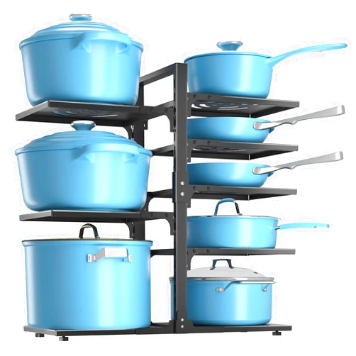 HAOWUJIN 8 Tiers Pan Rack Organizer for Cabinet, Snap-On Pots And Pans Organizer Under Cabinet Suitable for Kitchen Cabinet Storage, Adjustable Heavy Duty Pot And Pan Organizer for Cabinet Cookware Bakeware
