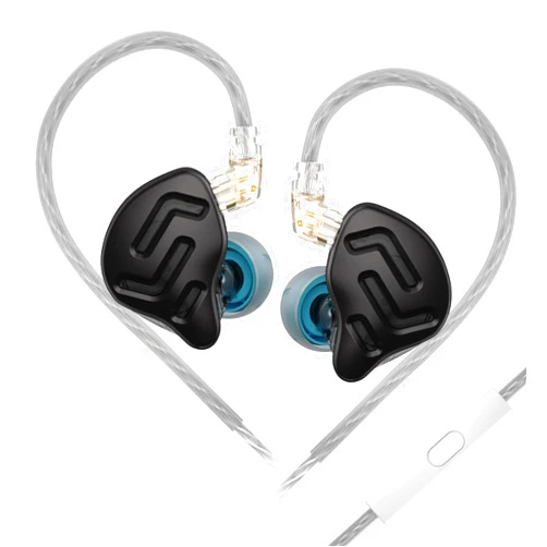 Kinboofi KZ ZNA Wired Headphone,Upgraded Dynamic Hybrid Dual Driver Earphones,HiFi Stereo IEM Wired Earbuds/Headphones with 2 Pin Cable for Musician Audiophile (Black, with Mic)…