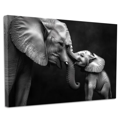 CGXLB Elephant Wall Art Black and White Animal Family Painting Wildlife Canvas Prints for Nursery Living Room 12