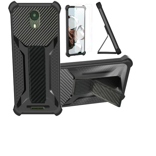 Aroepurt Case for Wiko Ride U300 Phone Case Stand Cover [with Tempered Glass Screen Protector] Hybrid Case [Folding Support Magnetic] [Frosted Anti-Fingerprint] Black