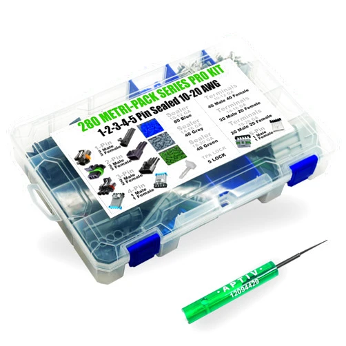 ELITE.CITI 360pcs Metri-Pack 280 Series (1 to 5 Pin Set Box) 30 Amp Conductor Connector, Terminal, Sealed Weatherproof Automotive Electrical Connectors Kit 10-20 GA (w/Removal Tool)