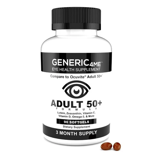 Generic4ME™ Adult 50 Plus Eye Health Formula, Includes 5 mg Lutein, 1 mg Zeaxanthin, 250 mg Omega-3s, 9 mg Zinc, 150 mg Vitamins C, 30 mcg Vitamin D, 20 mg Vitamin E