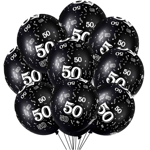 Gejoy 36 Pcs 12 Inch 50th Birthday Balloons Black 50 Years Old Party Decorations Latex Balloons for Men Women 50 Anniversary Party Decoration Supplies