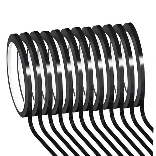 Enaquil Black Whiteboard Gridding Graphic Tape, 12 Pack 3mm 1/8 Inch x 216Feet Per Roll, Self Adhesive Chart Line Tape (PET)