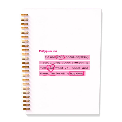 BAYOGITA Pink Bible Verse Notebook - Pink Christian Journal, Preppy Christian Spiral Notebooks, Pink Prayer Bible School Supplies Notebooks, Preppy Christian Gifts, Coworker Gifts, 5.5x8.3 Inches