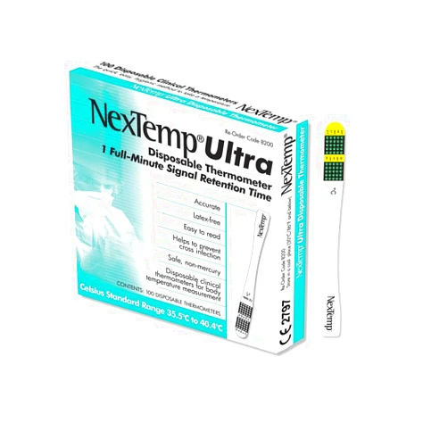 NexTemp® Ultra Single-Use Thermometers: Individually Wrapped 100-pack, Provides Superior Accuracy and Maximum Infection Control. Perfect for Businesses, Schools, First-Aid, Home, and Travel! (Celsius)