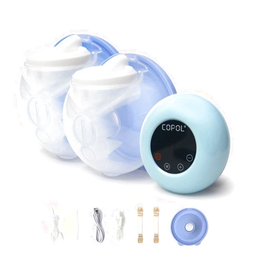 COPOL Wearable Double Electric in-Bra Breast Pump, Quiet & Hands-Free Rechargeable, Pain-Free 16 Speeds 3 Modes & Strong Suction Power, Timer and Memory Function
