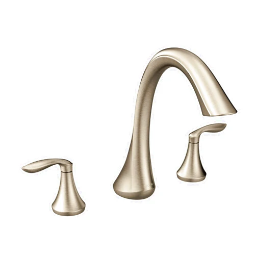 Moen Eva Brushed Nickel Transitional Two-Handle Deck Mount Roman Tub Faucet Trim Kit, Valve Required, T943BN