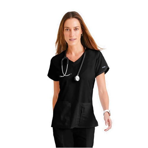 BARCO Grey's Anatomy Scrubs - Cora Scrub Top for Women, Crossover V-Neck, Fitted Back Super-Soft Women's Scrub Top