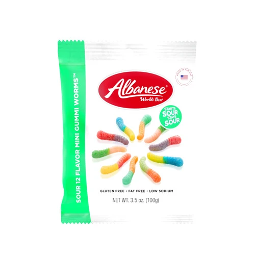 Albanese World's Best Sour 12 Flavor Mini Gummi Worms, 3.5 Ounce (Pack of 12)