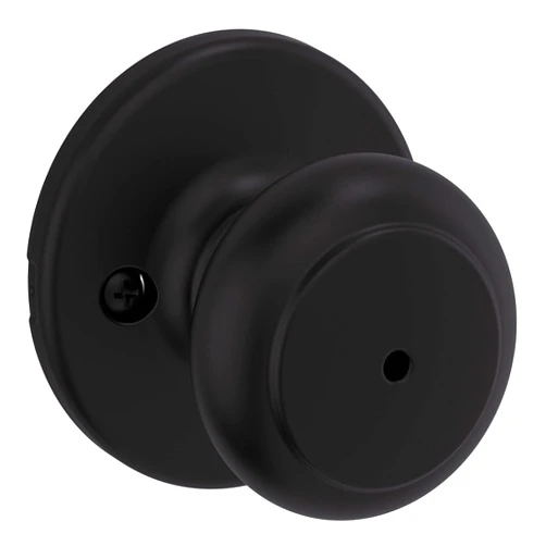 Kwikset Cove Interior Privacy Door Knob with Lock, Door Handle For Bathroom and Bedroom, Matte Black Keyless Turn Lock Doorknob