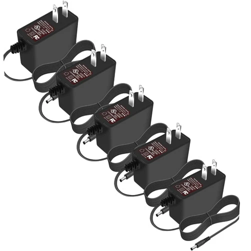 PLUSPOE UL Listed 12V1A Power Supply Adapter, AC100-240V to 12V DC Low Voltage Transformer, Power Cord for 12volt 400mA 500mA 800mA 1000mA LED Strip Light, Speaker, Router and Camera,5.5x2.1mm Tip, 5Pack