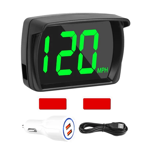 RJLCTH Universal GPS Speedometer HUD Display for Car, Real-Time MPH Digital Speed, MPH Warning Car GPS Overspeed Alarm Speedometer with LED Large Font Display+USB Cable Plug for Truck Motor SUV All Vehicles