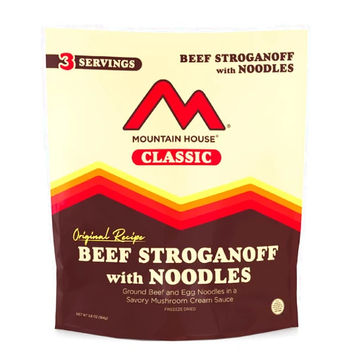Mountain House Classic Beef Stroganoff with Noodles | Freeze Dried Backpacking & Camping Food | 3 Servings