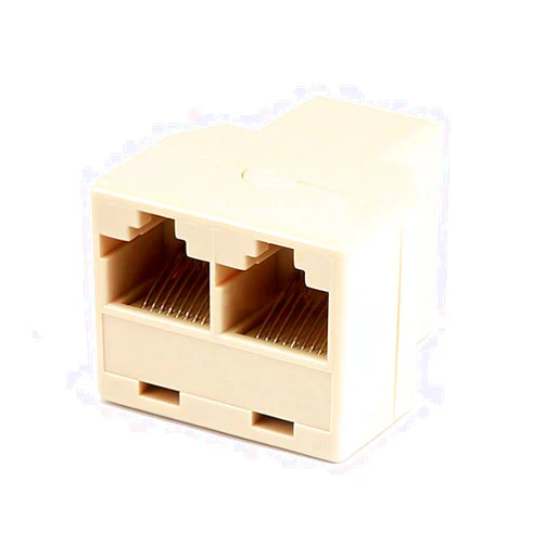 Monoprice RJ45 Modular T-Adapter - RJ45 Splitter, 8P8C, 1x Female to 2x Female, Straight, Beige