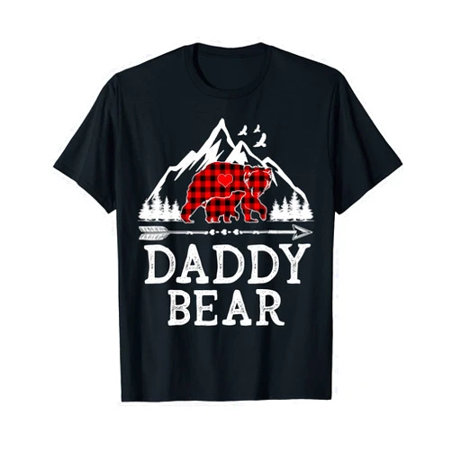 MATCHING Christmas Family Bear Buffalo Plaid HERE Daddy Bear Christmas Buffalo Plaid Family Matching Dad Xmas T-Shirt