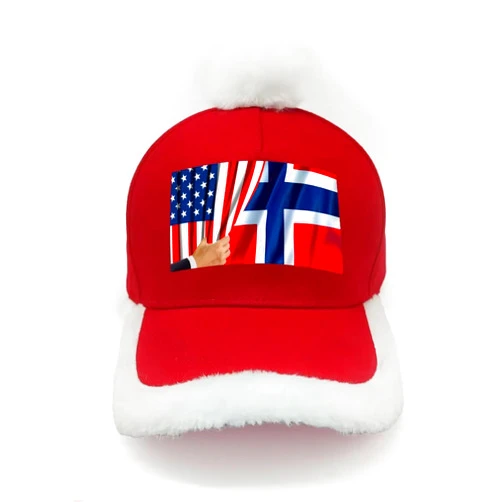 Generic America Flag And Norwegian Flag Christmas Santa Hat For Unisex Adult,Adjustable Xmas Baseball Cap For Holiday New Year Party-101
